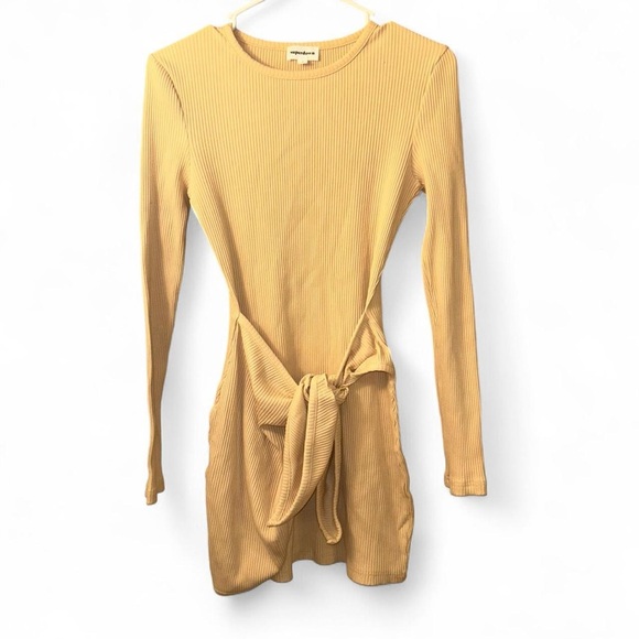 Superdown Cream Long Sleeve Dress with Tie Detail - Picture 2 of 8